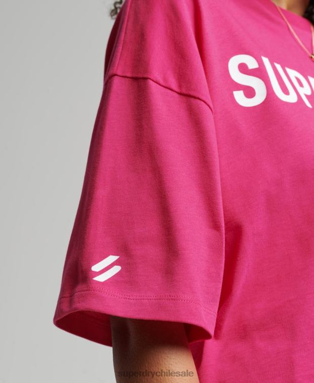 mujer Superdry rosa playera deportiva con logo 2R68Z2759