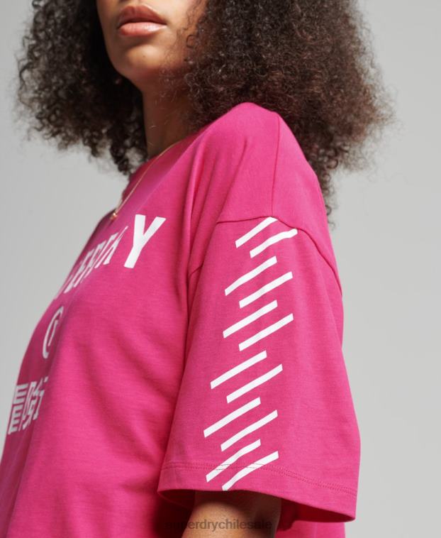 mujer Superdry rosa playera deportiva con logo 2R68Z2759