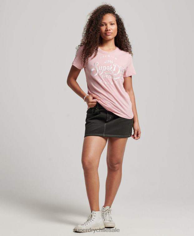 mujer Superdry rosa playera premium con bordado de letras 2R68Z6307