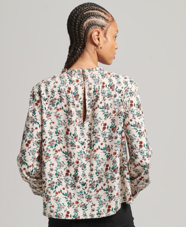 mujer Superdry rosa top tejido de manga larga con nido de abeja 2R68Z3014