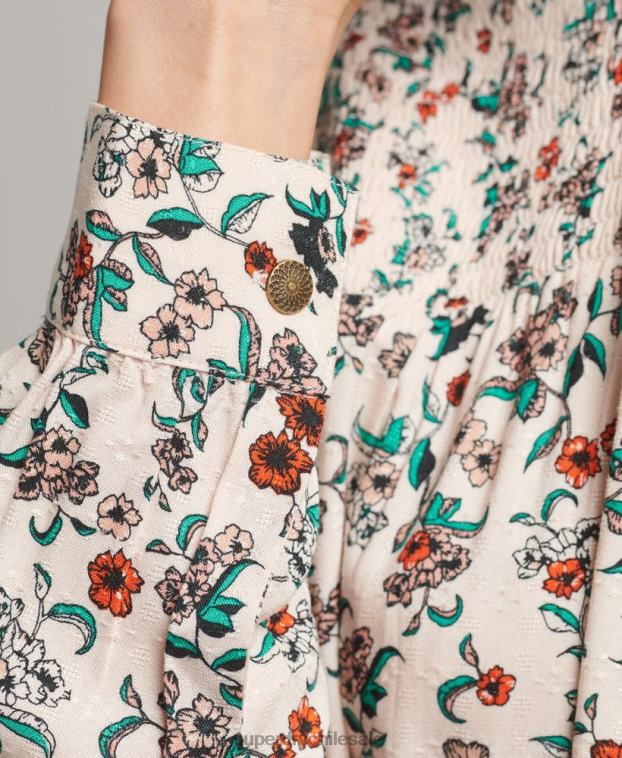mujer Superdry rosa top tejido de manga larga con nido de abeja 2R68Z3014