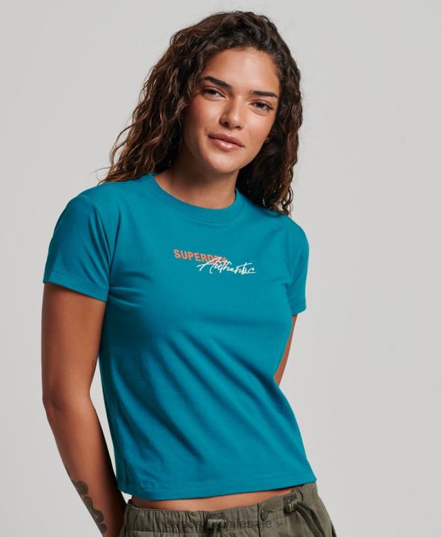 mujer Superdry turquesa camiseta con gráfico de los 90 2R68Z2721