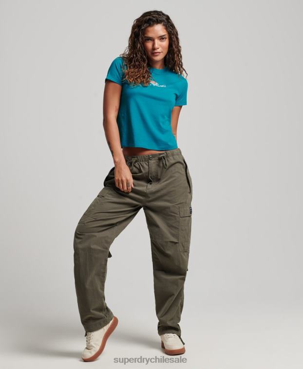 mujer Superdry turquesa camiseta con gráfico de los 90 2R68Z2721