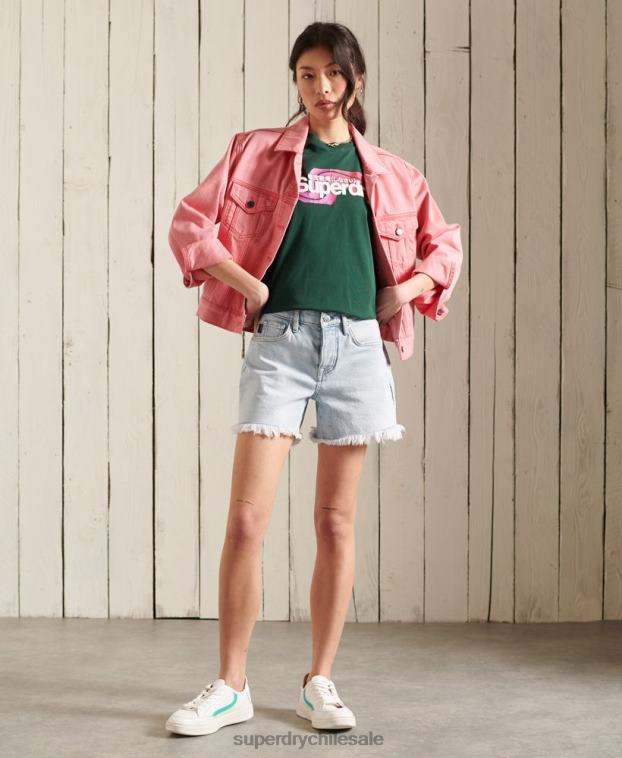 mujer Superdry turquesa playera cali con logo central 2R68Z6253