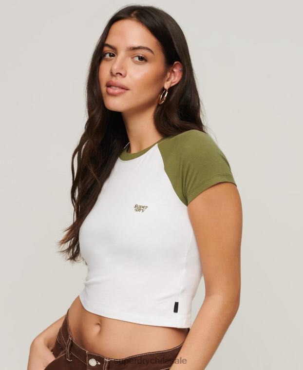 mujer Superdry verde camiseta beisbol recortada para bebe 2R68Z2100