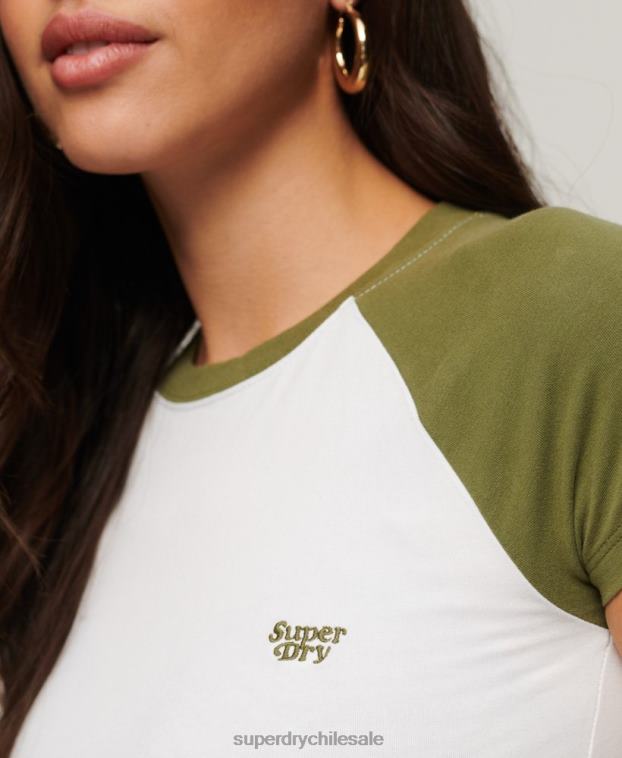 mujer Superdry verde camiseta beisbol recortada para bebe 2R68Z2100