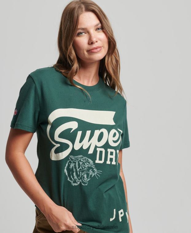 mujer Superdry verde camiseta clásica de atletismo de ajuste holgado 2R68Z6762