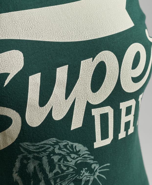 mujer Superdry verde camiseta clásica de atletismo de ajuste holgado 2R68Z6762