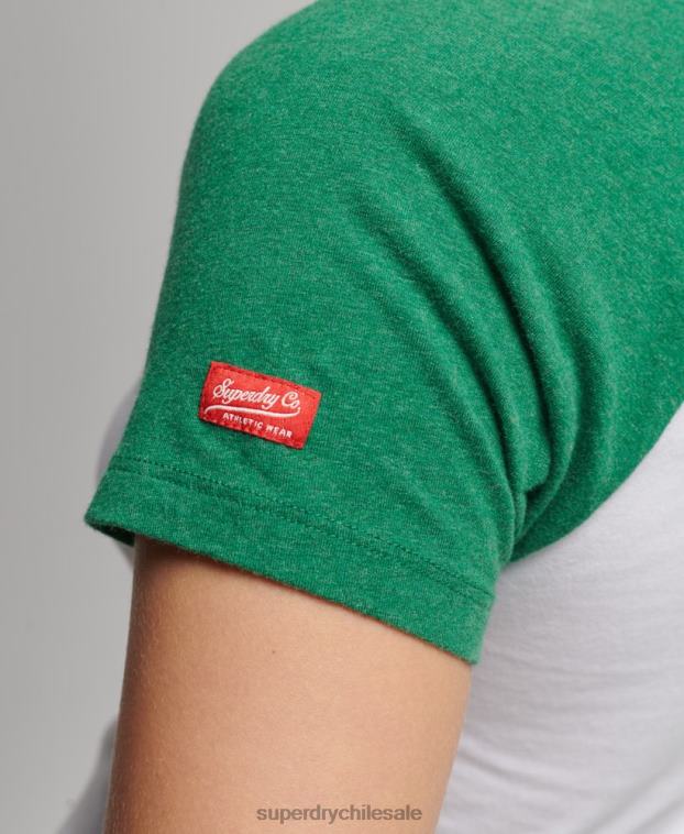 mujer Superdry verde camiseta corta de béisbol de algodón orgánico 2R68Z6291