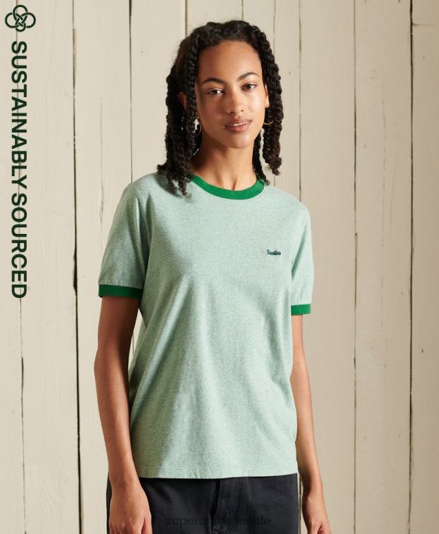 mujer Superdry verde camiseta de algodón orgánico con logo vintage 2R68Z6282