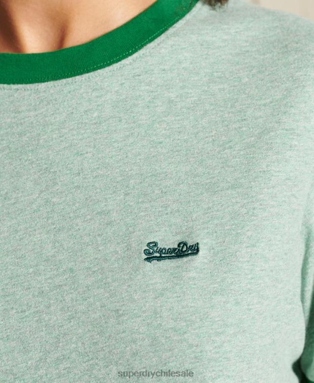 mujer Superdry verde camiseta de algodón orgánico con logo vintage 2R68Z6282