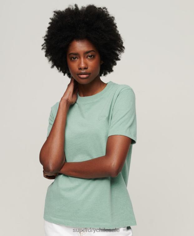 mujer Superdry verde camiseta de algodón orgánico con logo vintage bordado 2R68Z2250