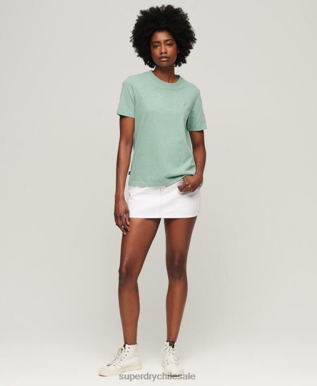 mujer Superdry verde camiseta de algodón orgánico con logo vintage bordado 2R68Z2250