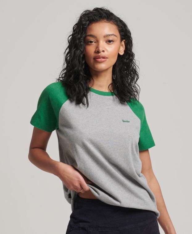 mujer Superdry verde camiseta de béisbol vintage de algodón orgánico 2R68Z6186