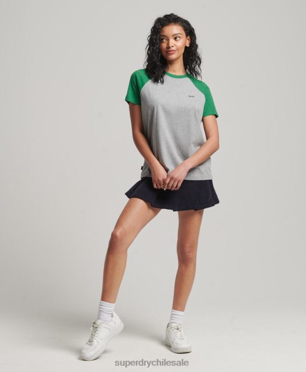 mujer Superdry verde camiseta de béisbol vintage de algodón orgánico 2R68Z6186