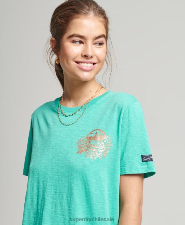 mujer Superdry verde camiseta de temporada con logo vintage 2R68Z2781