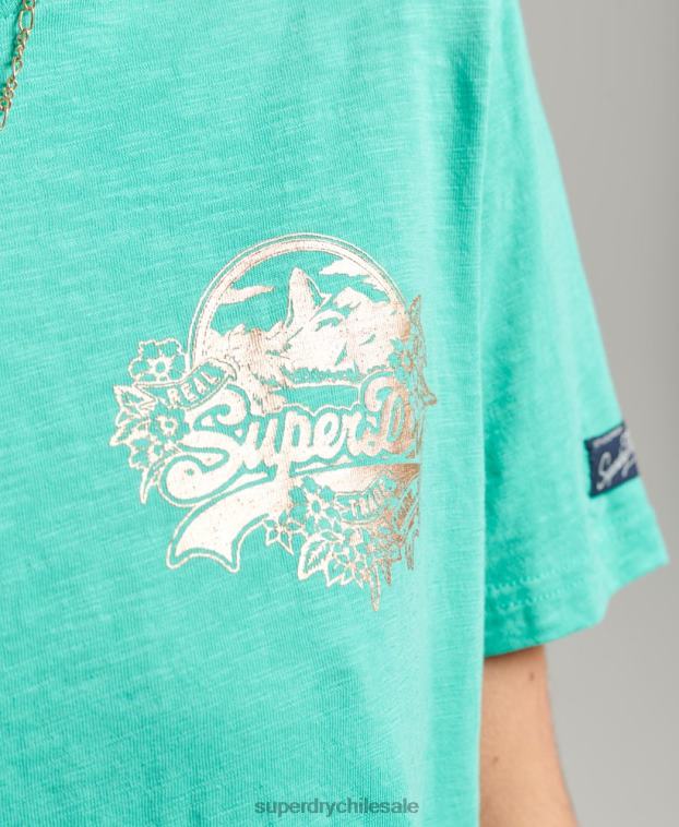 mujer Superdry verde camiseta de temporada con logo vintage 2R68Z2781