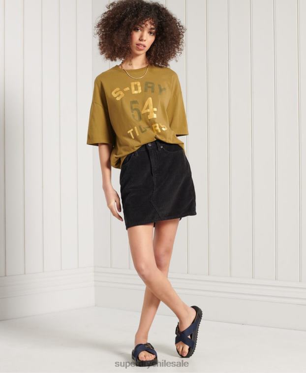 mujer Superdry verde camiseta estilo boxy narrativa militar 2R68Z2802