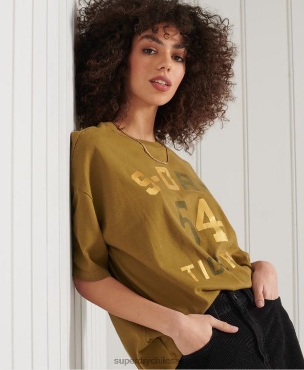 mujer Superdry verde camiseta estilo boxy narrativa militar 2R68Z2802