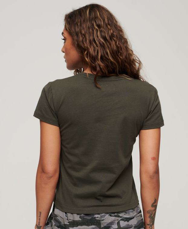 mujer Superdry verde playera con estampado de tatuaje de los años 90 2R68Z2627