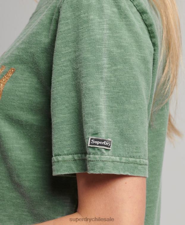 mujer Superdry verde playera con logo gráfico adornado 2R68Z6233