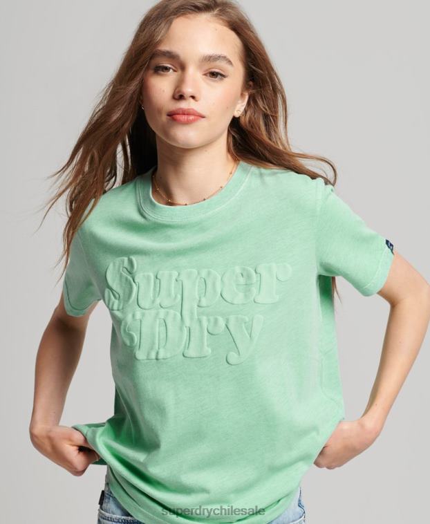 mujer Superdry verde playera cooper con logo clásico de los años 70 2R68Z2727