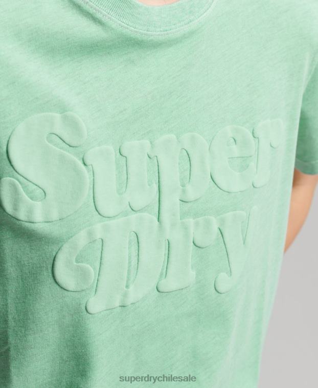 mujer Superdry verde playera cooper con logo clásico de los años 70 2R68Z2727
