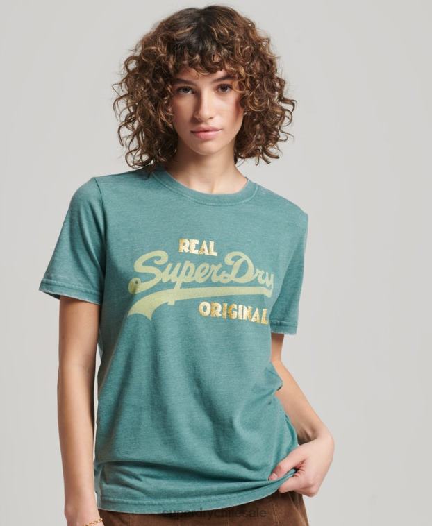 mujer Superdry verde playera desgastada con logo vintage 2R68Z2118