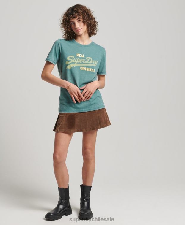 mujer Superdry verde playera desgastada con logo vintage 2R68Z2118