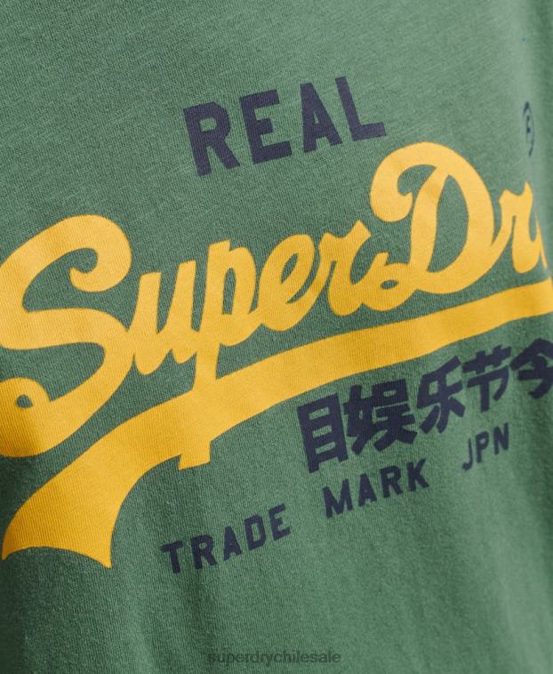 mujer Superdry verde top de manga larga con logo vintage 2R68Z3045