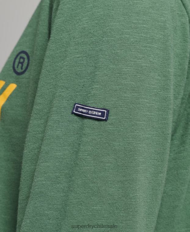 mujer Superdry verde top de manga larga con logo vintage 2R68Z3045