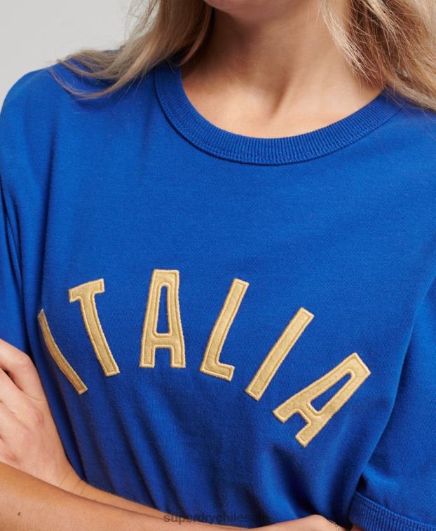 mujer Superdry x Ringspun azul camiseta futbol italia 2R68Z2827
