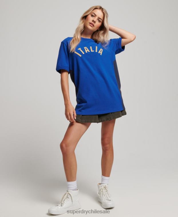 mujer Superdry x Ringspun azul camiseta futbol italia 2R68Z2827