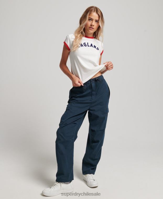 mujer Superdry x Ringspun blanco camiseta con gorra de futbol de inglaterra 2R68Z2751