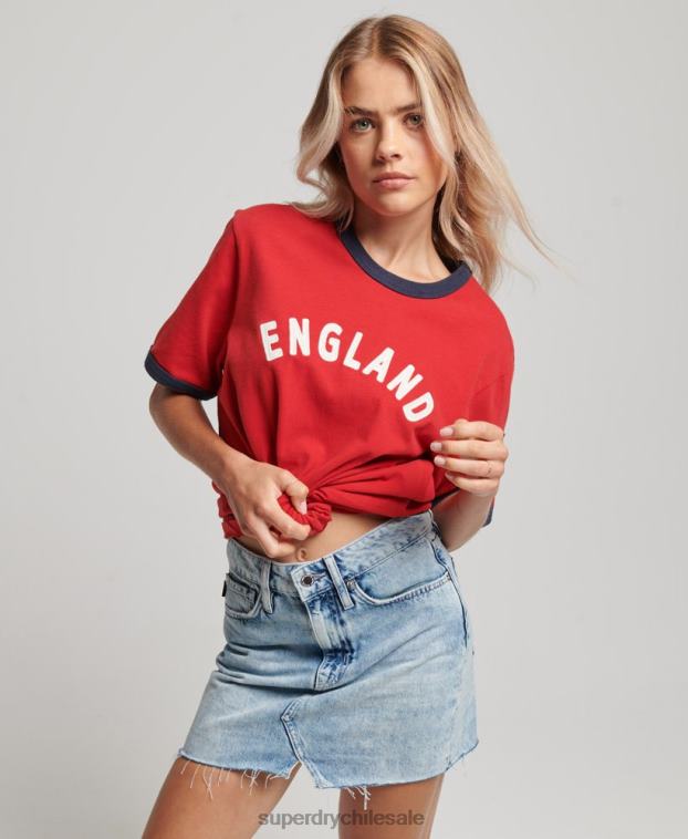 mujer Superdry x Ringspun rojo camiseta de fútbol de Inglaterra 2R68Z2797