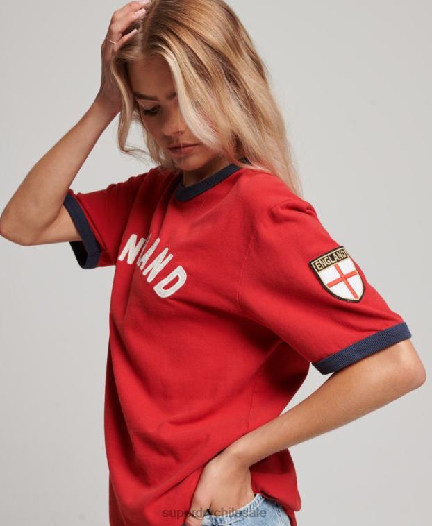 mujer Superdry x Ringspun rojo camiseta de fútbol de Inglaterra 2R68Z2797