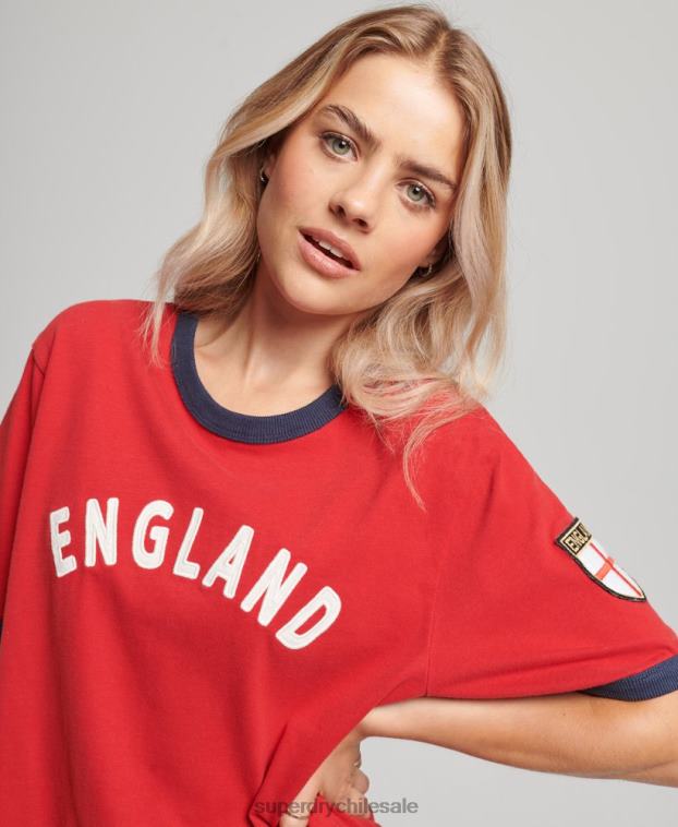 mujer Superdry x Ringspun rojo camiseta de fútbol de Inglaterra 2R68Z2797