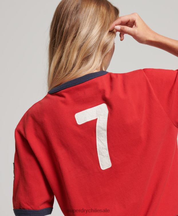 mujer Superdry x Ringspun rojo camiseta de fútbol de Inglaterra 2R68Z2797