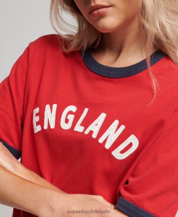 mujer Superdry x Ringspun rojo camiseta de fútbol de Inglaterra 2R68Z2797