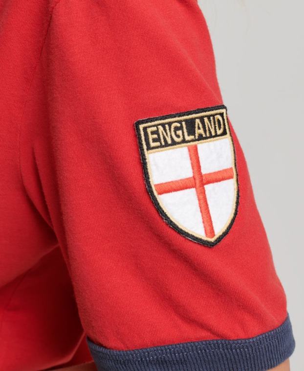 mujer Superdry x Ringspun rojo camiseta de fútbol de Inglaterra 2R68Z2797