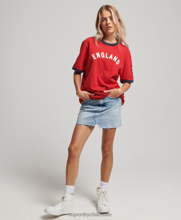 mujer Superdry x Ringspun rojo camiseta de fútbol de Inglaterra 2R68Z2797