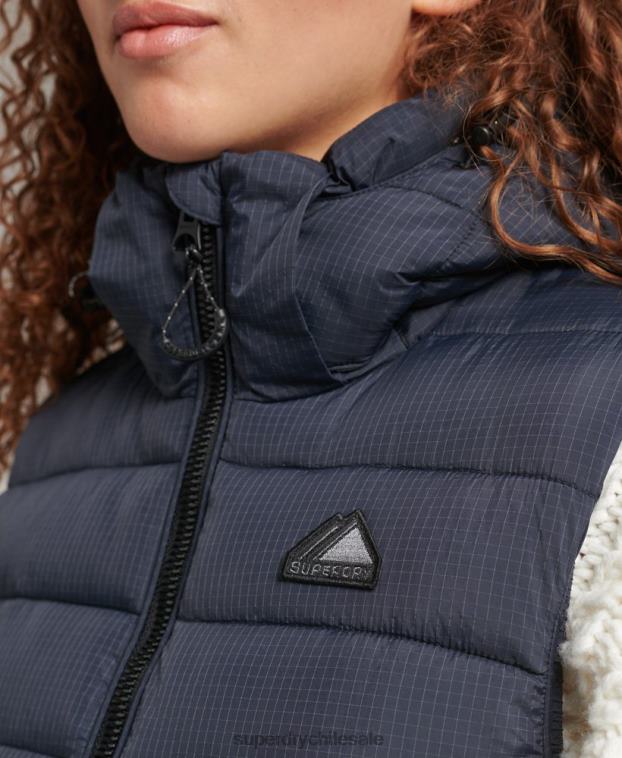 mujer Superdry Armada chaleco acolchado clásico con capucha 2R68Z3797