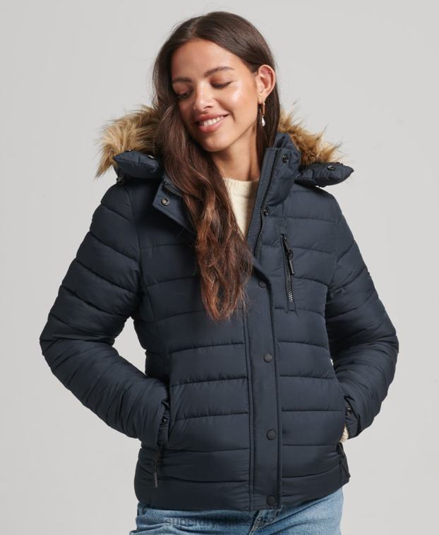 mujer Superdry Armada chamarra acolchada corta con capucha 2R68Z3640