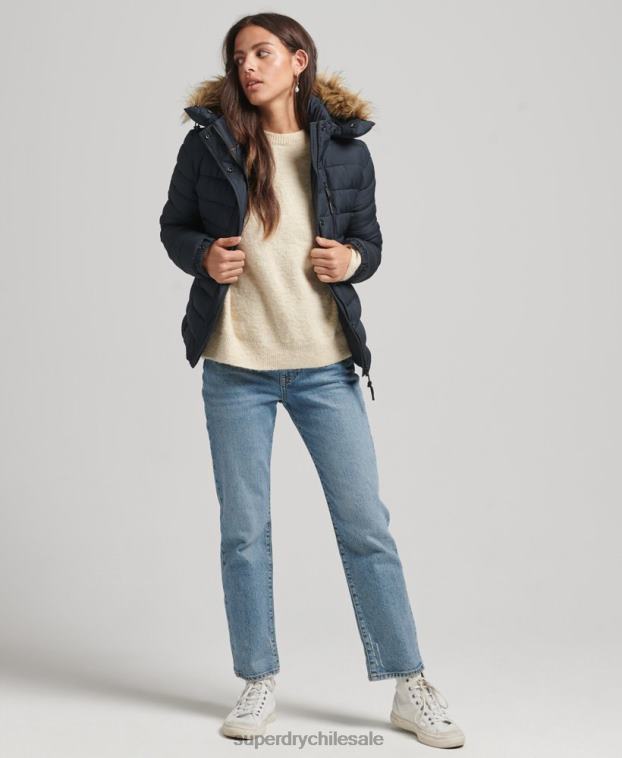 mujer Superdry Armada chamarra acolchada corta con capucha 2R68Z3640