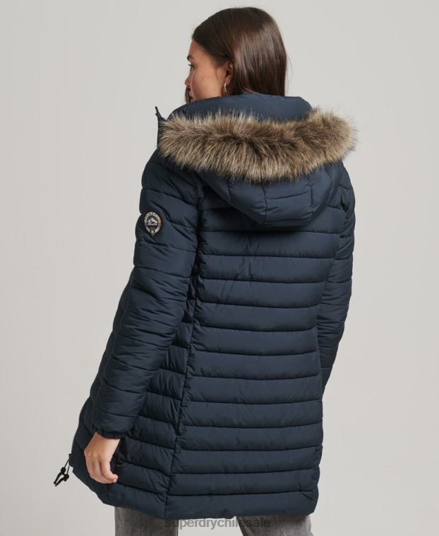 mujer Superdry Armada chamarra acolchada de pelo sintético con capucha 2R68Z3605