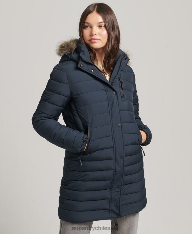 mujer Superdry Armada chamarra acolchada de pelo sintético con capucha 2R68Z3605