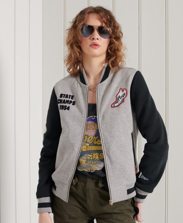 mujer Superdry Armada chamarra bomber de béisbol con guión universitario 2R68Z6006