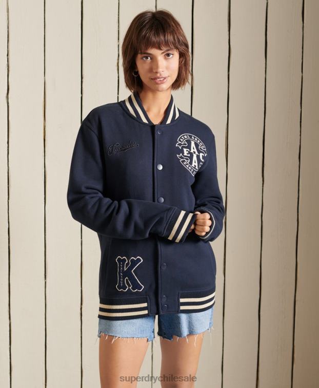 mujer Superdry Armada chamarra bomber de jersey universitario extragrande 2R68Z6026