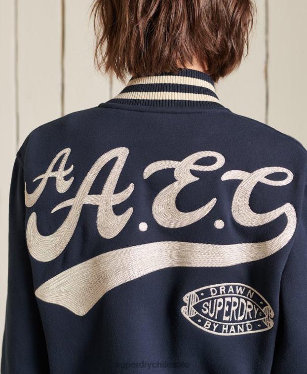 mujer Superdry Armada chamarra bomber de jersey universitario extragrande 2R68Z6026