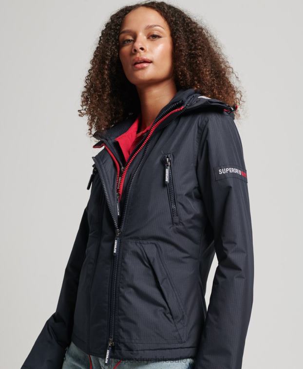 mujer Superdry Armada chamarra cortavientos con capucha y logo 2R68Z3830